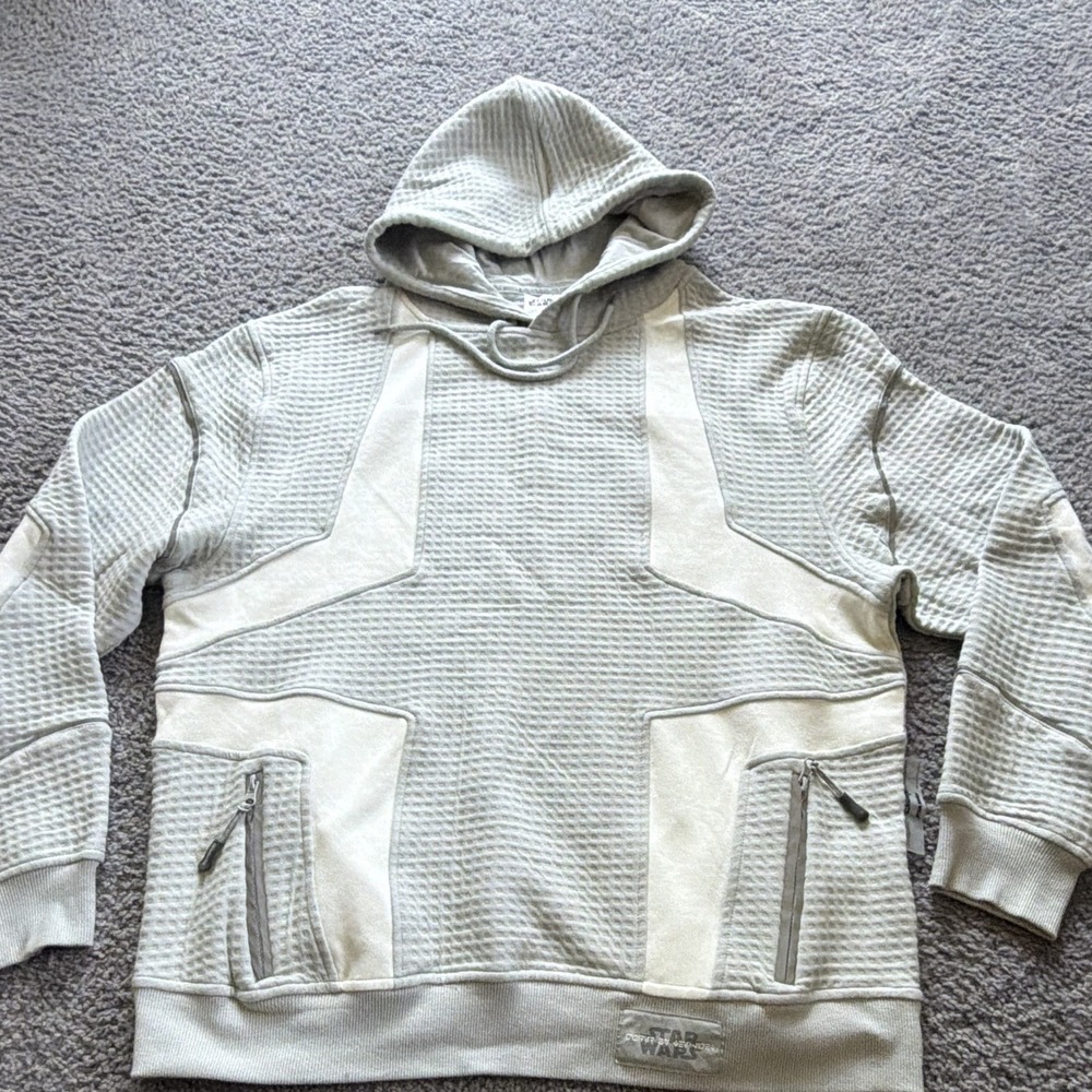 Star Wars Gray Knit Pullover Hoodie Logo Pockets Drawstring Men's Size M